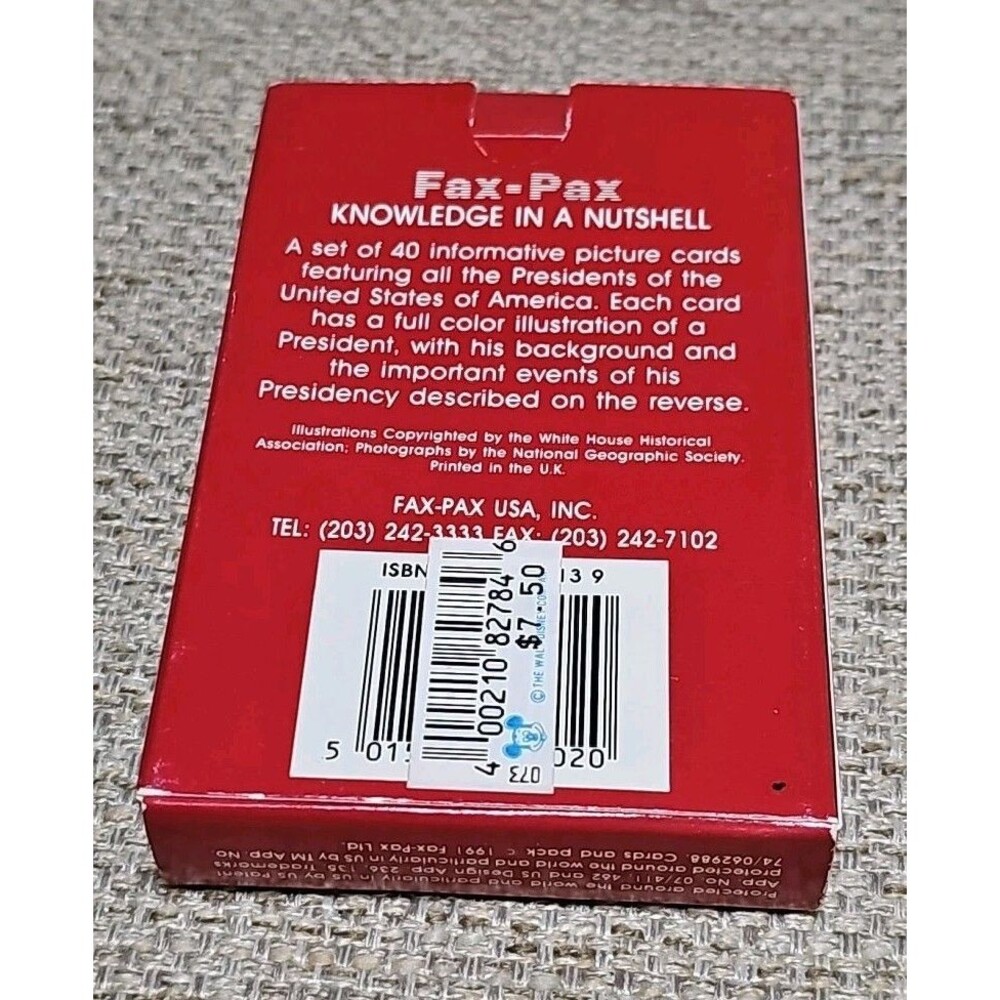 Fax-Pax Presidents of the United States Flash Cards - Complete Set with Box 1-40 - Picture 5 of 5